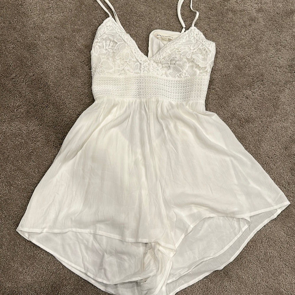 White lace linen romper from Aeropostale